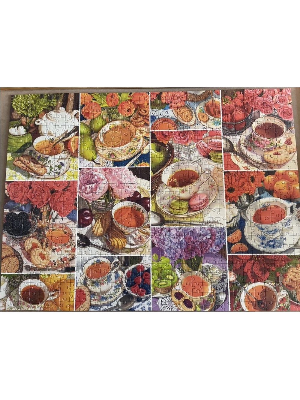 Ravensburger 750 Large Piece Format Colorful Tea and Floral Collage Puzzle - Picture 2 of 3